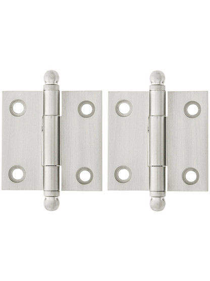 Pair of Solid Brass Ball-Tip Cabinet Hinges - 1 1/2" x 1 1/2"